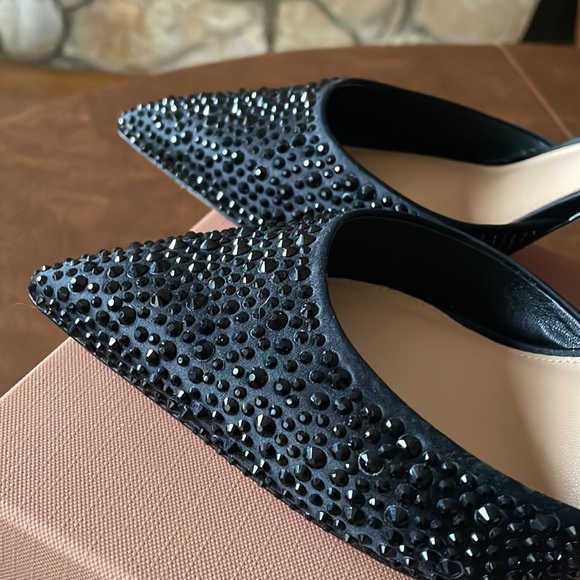 Via Spiga embellished satin d’Orsay pump, black 3.5”heel 9.5M 39.5 - Picture 2 of 12
